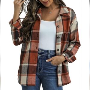 Orange Plaid Shacket XL
